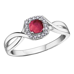 Birthstone & Diamond Ladies Ring DX533RU