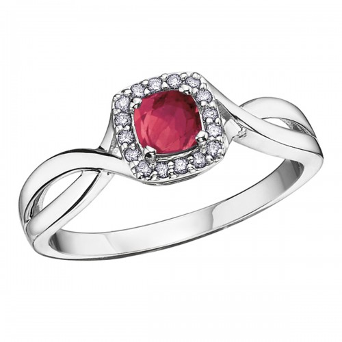 Birthstone & Diamond Ladies Ring DX533RU