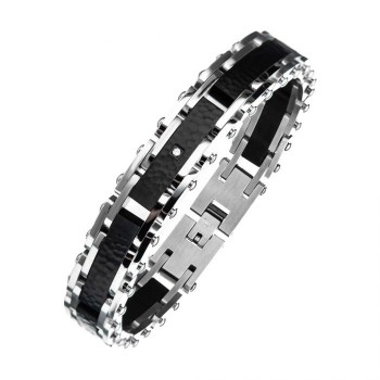  INOX - Bracelet 2 couleurs avec CZ