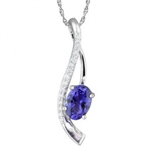 Pendantif 14kt or blanc avec tanzanite