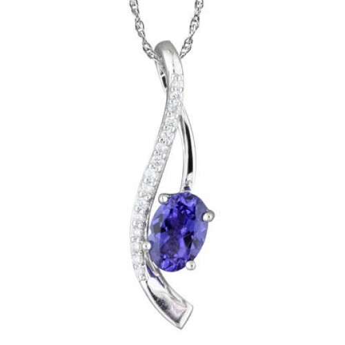 Pendantif 14kt or blanc avec tanzanite