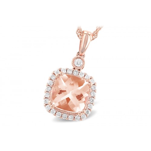 Pendentif or rose 14kt orné d une morganite