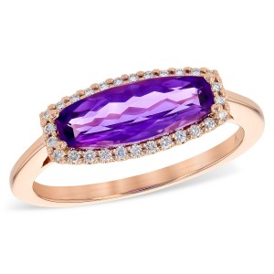 Bague or rose 14kt avec amethyste