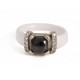 WHITE NEOPRENE RING, SILVER, SEMI-PRECIOUS STONE, CZ, AN.CAU7-M