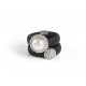 BAGUE NÉOPRÈNE NOIR, ARGENT, PERLE, CZ, ANC-N14