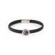 BLACK NEOPRENE BRACELET, SILVER, COLORS STONES, CZ, BR.KA11-3/F