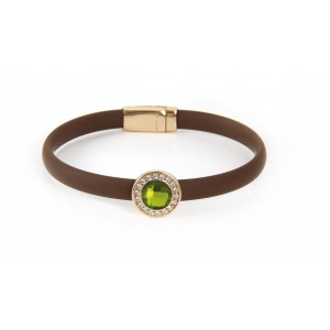 BROWN NEOPRENE BRACELET, SILVER, COLORS STONES, CZ,BR.KA12-E/F