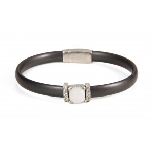 BLACK NEOPRENE BRACELET, SILVER, SEMI-PRECIOUS STONE, CZ, BR.KA7-J