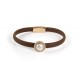 BROWN NEOPRENE BRACELET, SILVER, PEARL, CZ, BRC-M1C