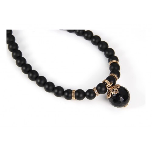 COLLIER AVEC ONYX ET ŒIL DE CHAT, ARGENT, CZ, CLB96-7