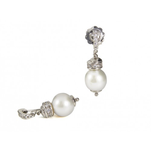 SILVER EARRING, PEARL,CZ, OR.BRH