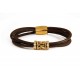  BROWN LEATHER BRACELET, SILVER, CZ, PBRB60-3