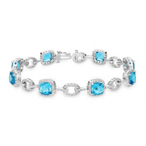 Bracelet dame diamants et topaze 04-04028BT